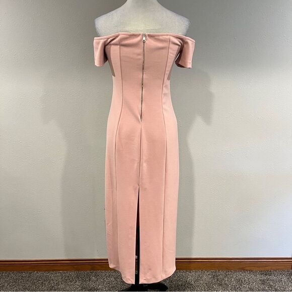 Zara Squared Neck Off the Shoulder Midi Dress in Dusty/Pale Pink Size medium - Picture 8 of 13